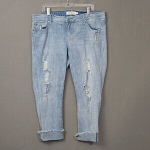 Torrid Boyfriend Distressed Light Wash Jeans Frayed Hem Womens 18 Plus Size